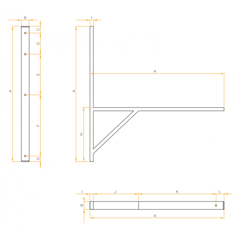Ivensis Wspornik spawany 800mm o profilu zamkniętym 50x30mm do zamontowania klimatyzatora Kod IT800 