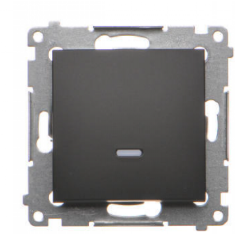 KONTAKT SIMON Simon 54 Łącznik jednobiegunowy z podświetleniem LED, 10AX, szybkozłącza, czarny Kod DW1L.01/49