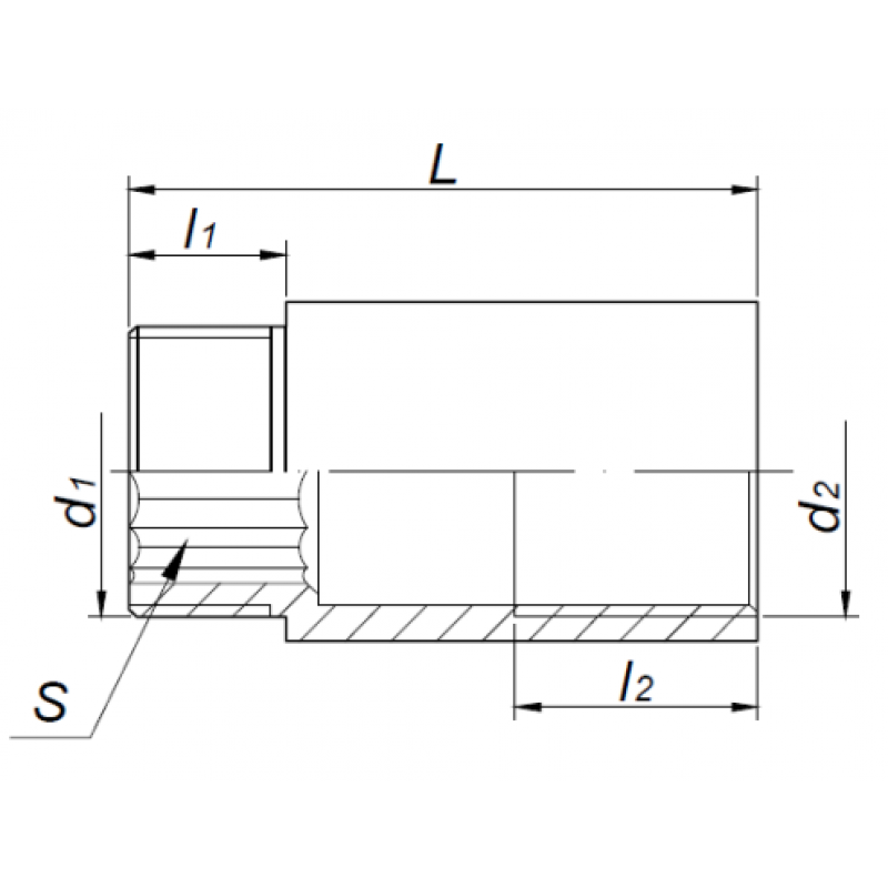 FITTING Przedłużka/łącznik mosiądz 1/2 cala x 30 NORMAL KOD SF52-1/2X30 