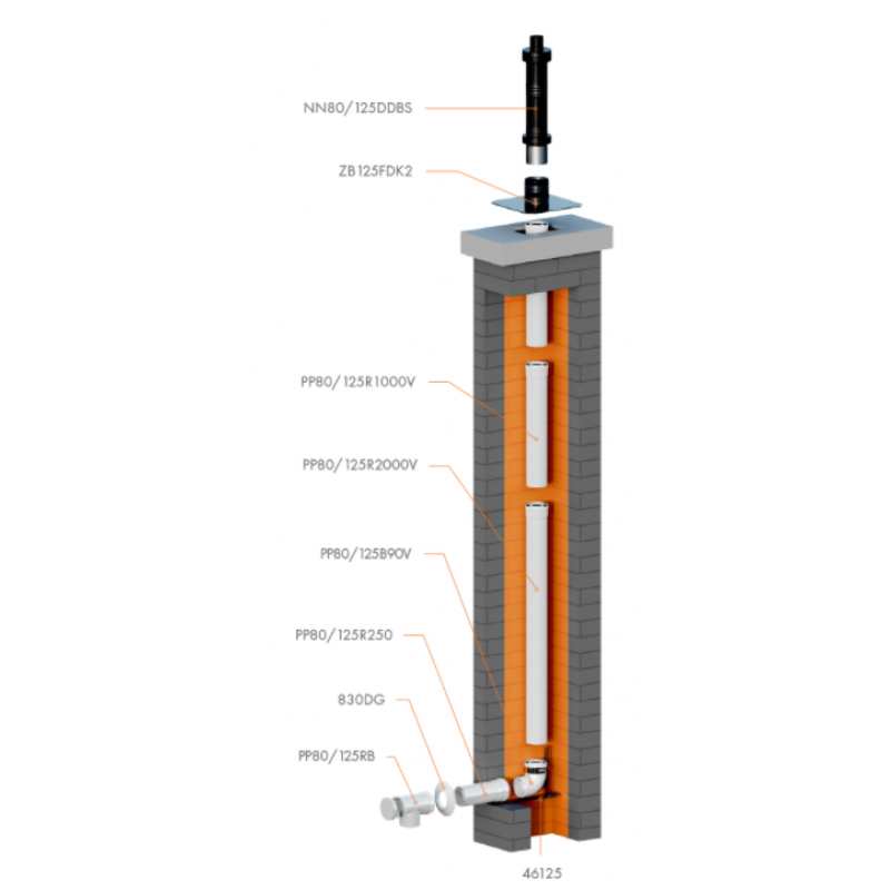 Ricom PP-PP Kolano koncentryczne z rewizją 87st, 60/100 Kod PP60/100RBSV 