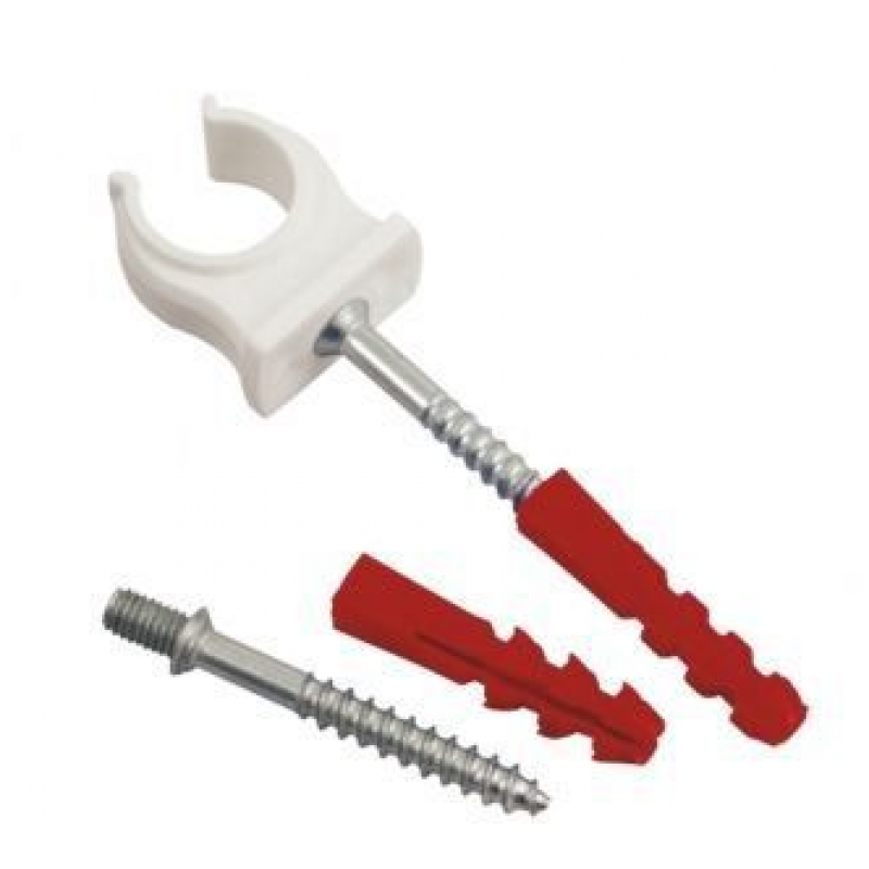 Gorgiel Uchwyt pojedynczy, średnica 18, biały z kołkiem rozporowym Kod 1031512130