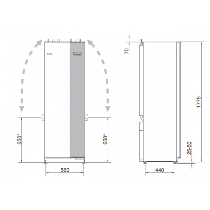 NIBE F1245-10 PC Gruntowa pompa ciepła 10 kW z zintegrowanym wężownicowym zasobnikiem c.w.u.ze stali nierdzewnej o pojemności 180 l, solanka-woda Kod 065565