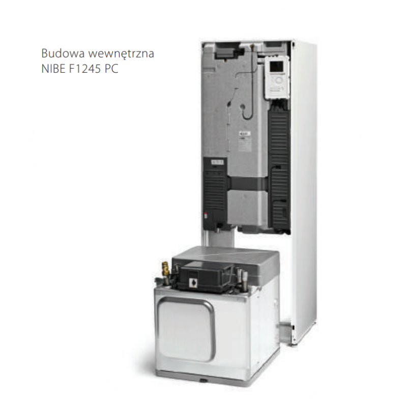 NIBE F1245-8 PC Gruntowa pompa ciepła 8 kW z zintegrowanym wężownicowym zasobnikiem c.w.u.ze stali nierdzewnej o pojemności 180 l, solanka-woda Kod 065564 