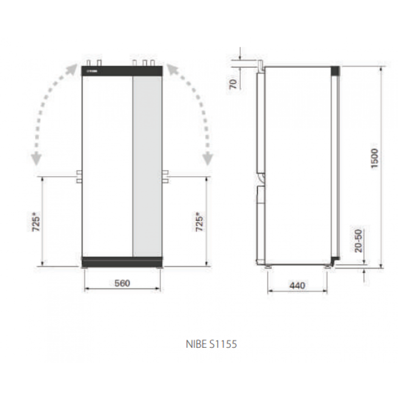 NIBE S1155-6 EM Pompa ciepła, gruntowa z wbudowanym licznikiem energii cieplnej, o mocy grzewczej 1,5-6kW, typu solanka/woda Kod 065447 