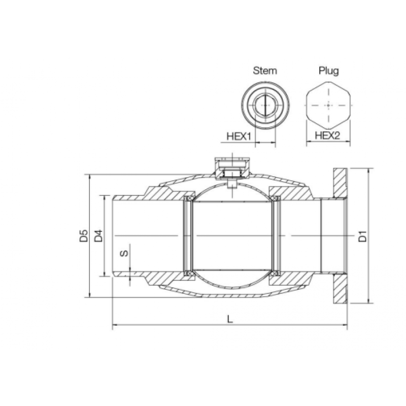 Naval Zawór kulowy DN200 PN25, do wcinki na gorąco, spaw / kołnierz, przelot zredukowany Kod 281496 