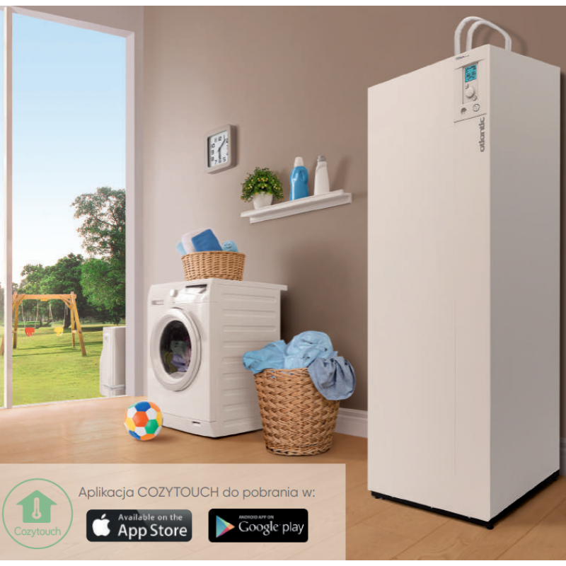 Atlantic EXTENSA AI Duo R32 Powietrzna pompa ciepła 5kW z zasobnikiem c.w.u. 190l, z możliwością sterowania przy użyciu aplikacji COZYTOUCH Kod 526159 