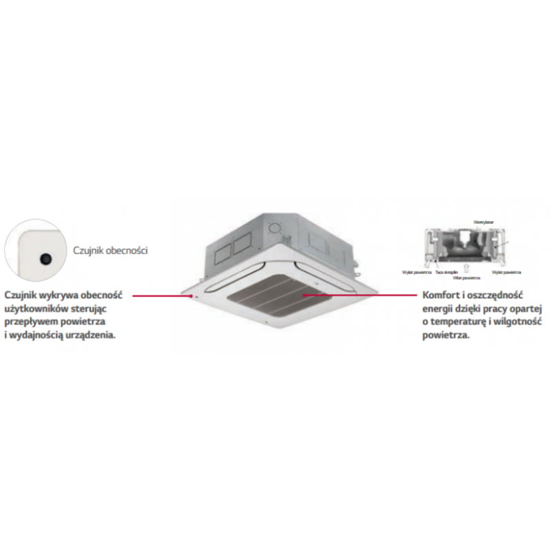 LG Standard-Inverter UT30F Klimatyzator kasetonowy, jednostka wewnętrzna, 4 - stronny, 8,0 / 8,9 kW, BEZ PANELU MASKUJĄCEGO kod UT30F.NB0 