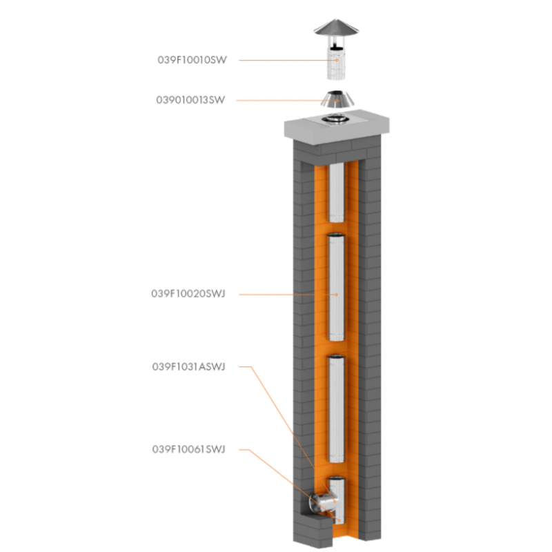 Ricom SW316L Rura prosta stalowa, długość 940 mm, średnica 100 z uszczelką KOD 039F10020SWJ* 
