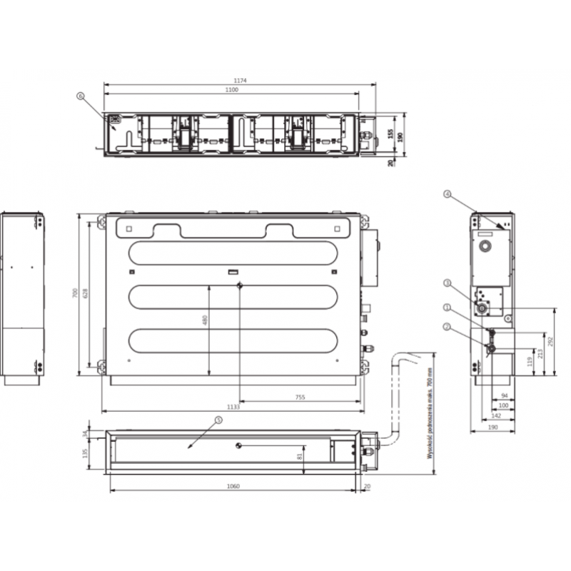 LG MULTI DUAL Inverter CL24F Klimatyzator kanałowy niskiego sprężu, 7,0 / 7,7 kW, (jednostka wewnętrzna) kod CL24F.N30 