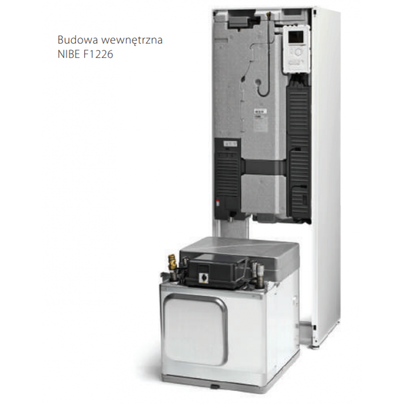 NIBE F1226-12 Gruntowa pompa ciepła o mocy 12kW z zasobnikiem c.w.u. ze stali nierdzewnej 180L Kod 065230 