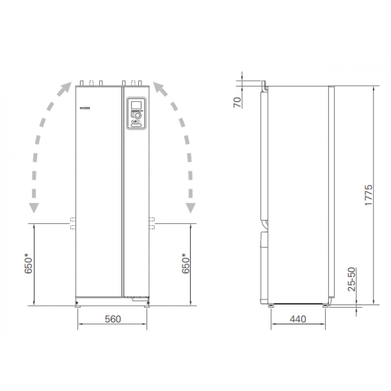 NIBE F1226-12 Gruntowa pompa ciepła o mocy 12kW z zasobnikiem c.w.u. ze stali nierdzewnej 180L Kod 065230 