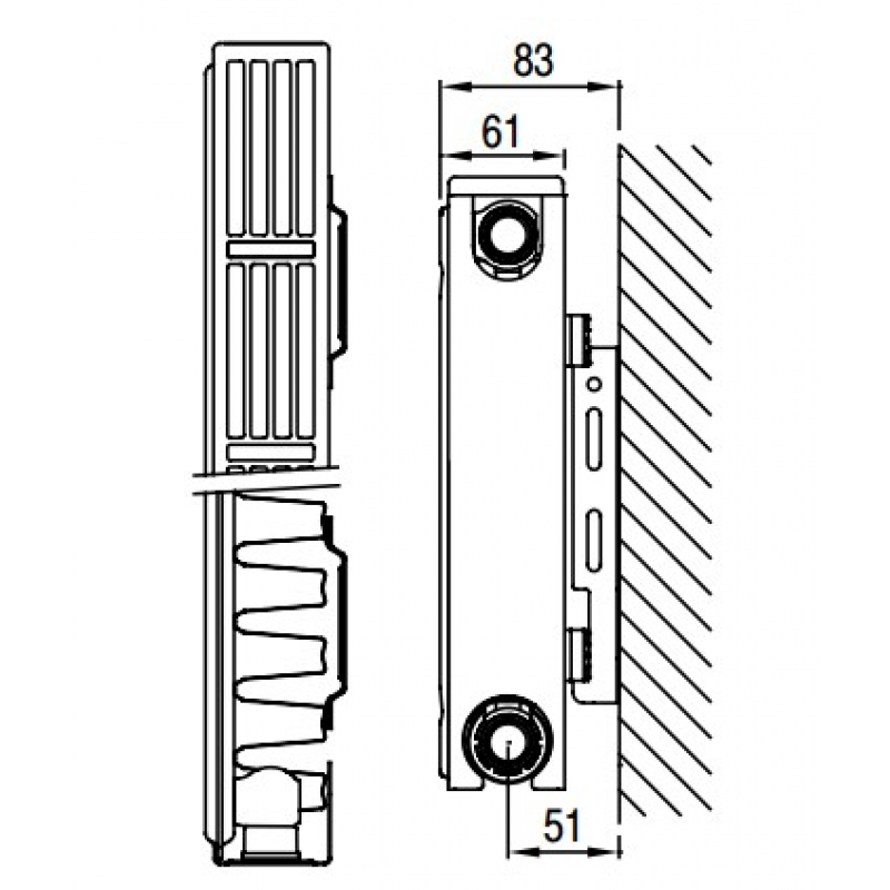 ALTECH COMPACT Grzejnik płytowy, stalowy, boczne podłączenie, 600x1200 K11 Kod ALTH-222095 