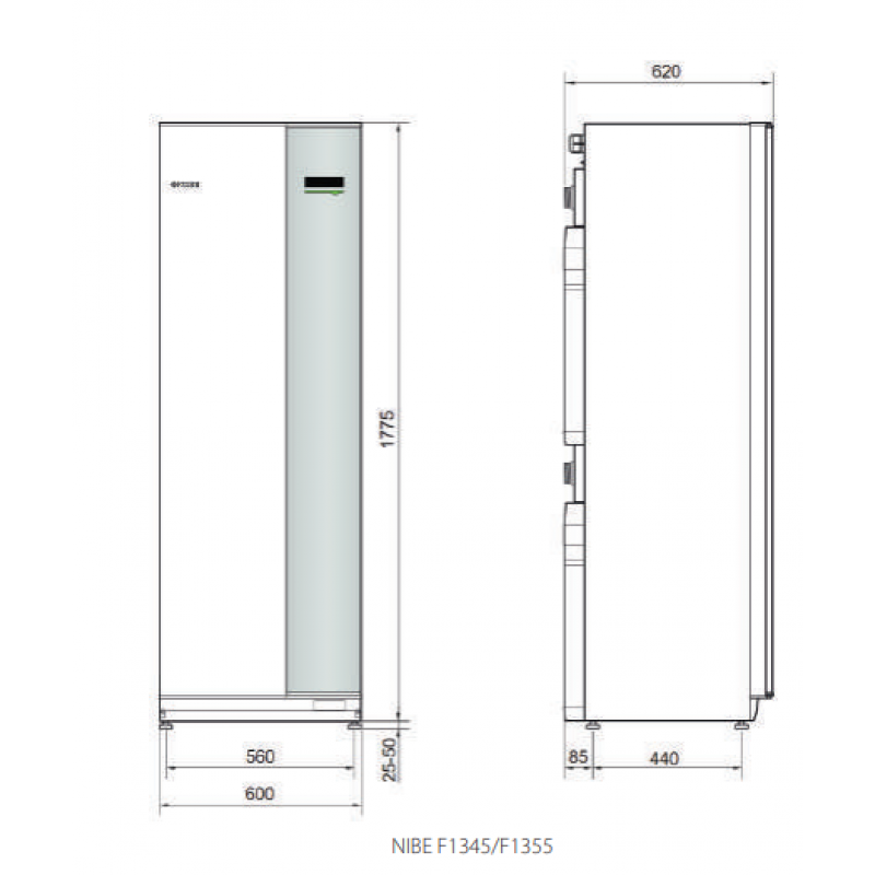 NIBE F1345 Gruntowa pompa ciepła o mocy 40kW (2x20kW) bez pompy obiegowej dolnego źródła typu woda-woda bez zbiornika c.w.u Kod 065301 