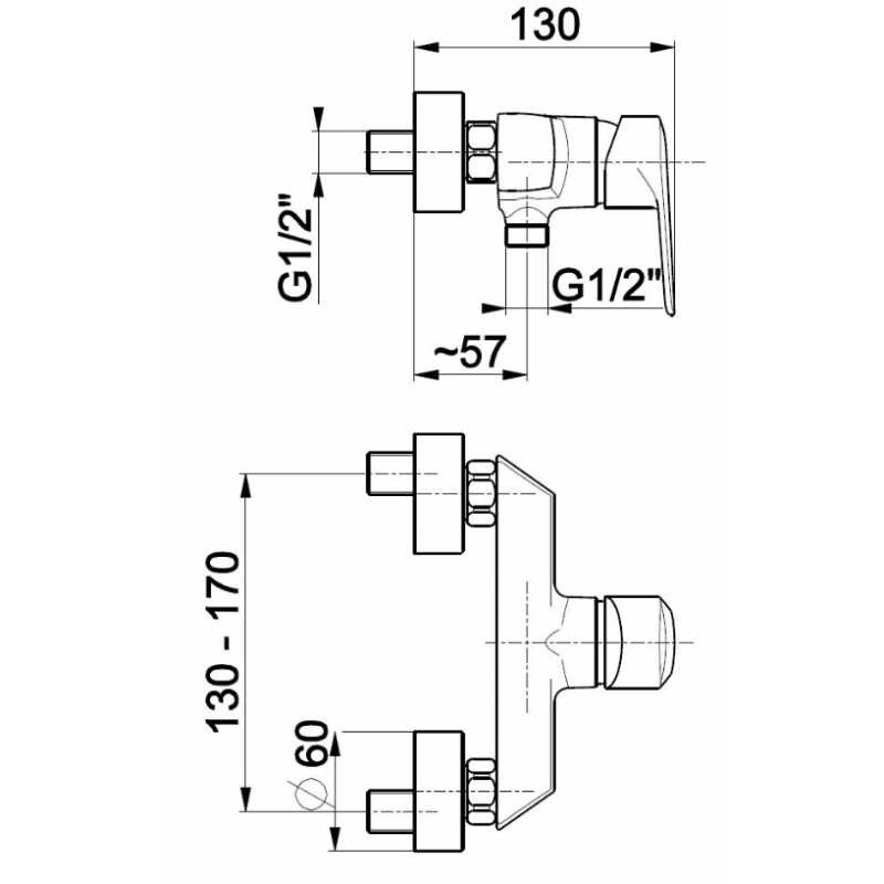 KFA GERMAN Bateria natryskowa bez kompletu natryskowego, chrom Kod 4516-010-00 
