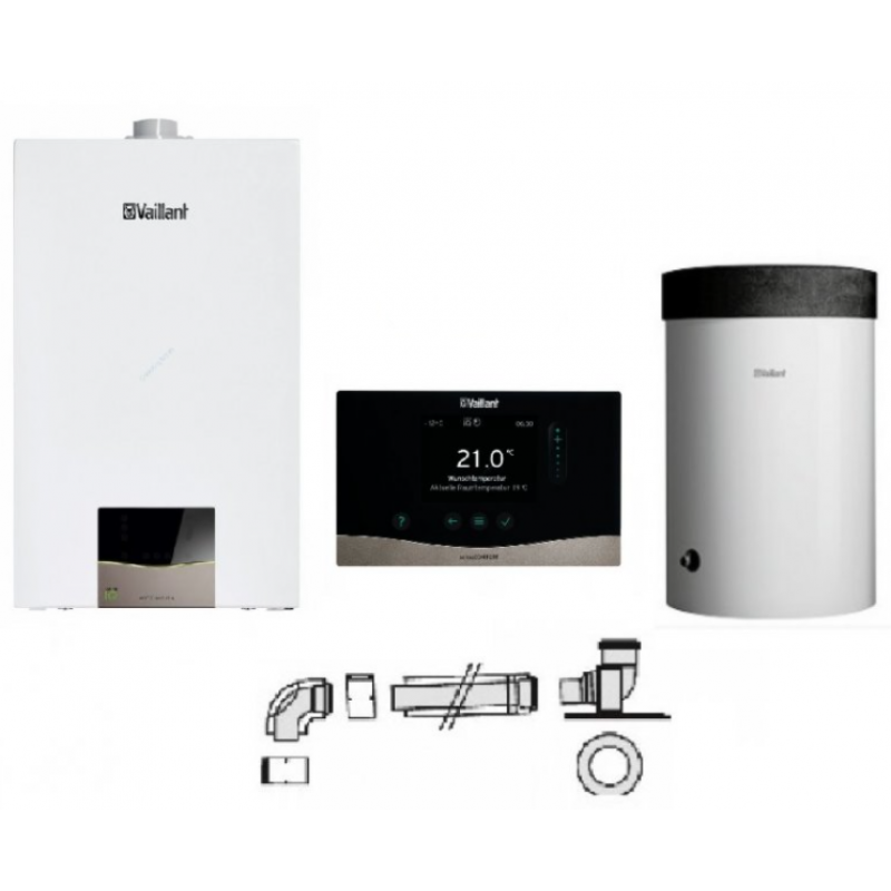 Vaillant VC 20CS/1-7 + VIH R 150/6M + sensoCOMFORT VRC 720 + zestaw do szachtu kod: 0010038080
