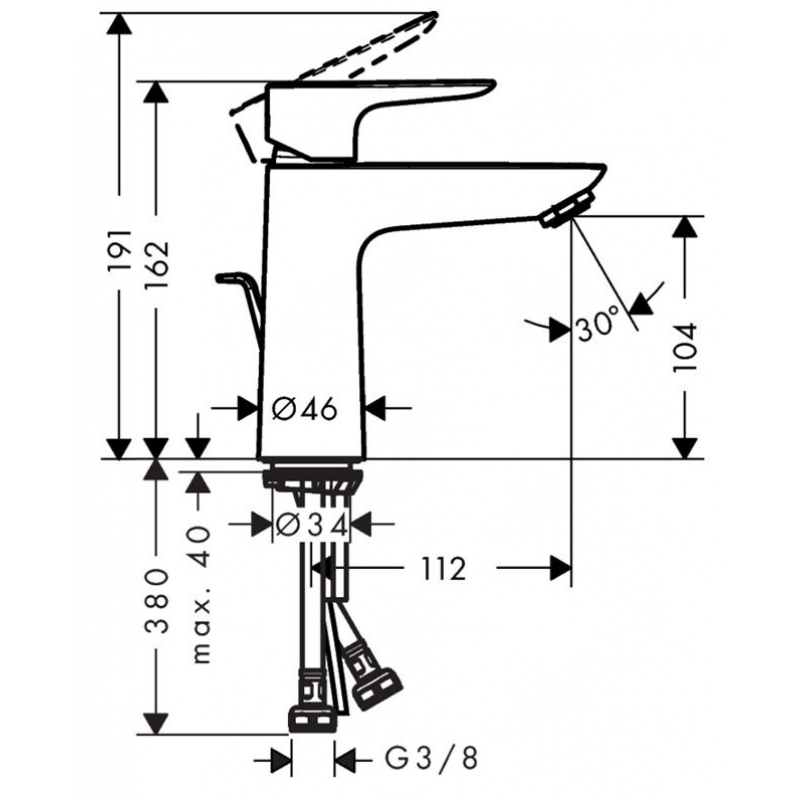 Hansgrohe Talis E Bateria umywalkowa jednouchwytowa ComfortZone 110, stojąca, kolor chrom kod 71710000 