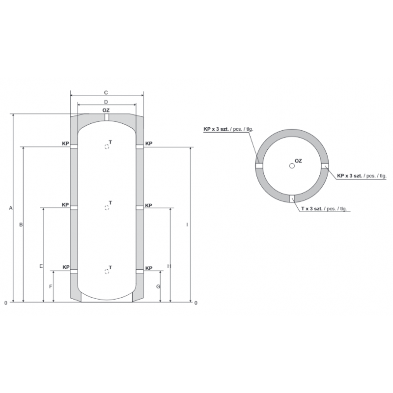 LEMET 300L Zbiornik buforowy bez wężownicy kod 16.300BN-0  