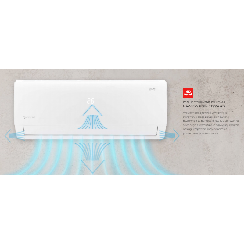 Rotenso Ukura / Ukura H U35Xi Klimatyzator pokojowy o mocy 3,5kW (jednostka wewnętrzna), Wi-Fi Kod U35Xi 