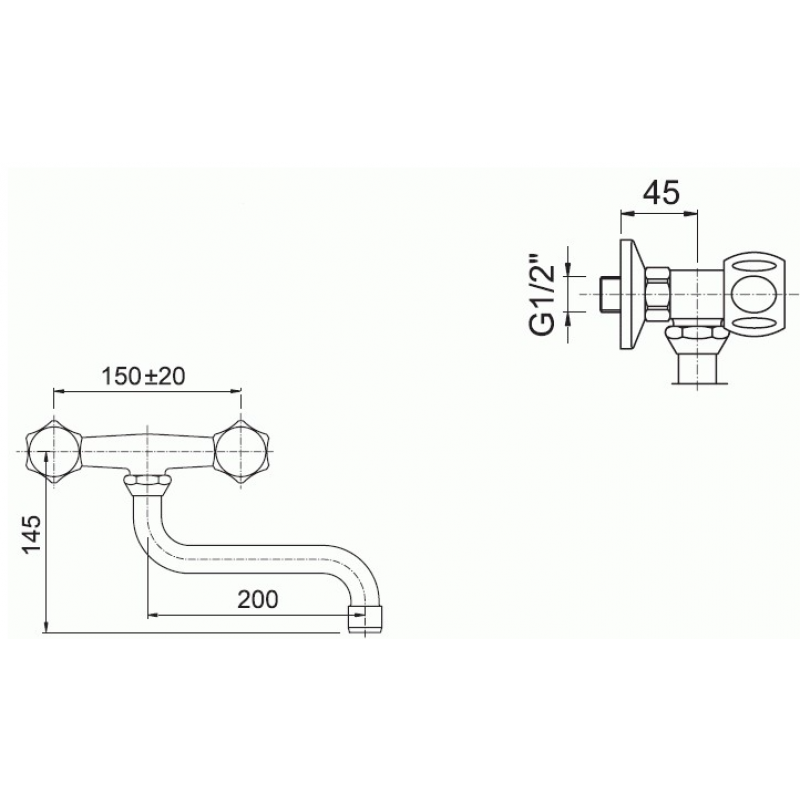 Alterna IRIS Bateria zlewozmywakowa ścienna dwuuchwytowa, chrom Kod ALTN-705966 