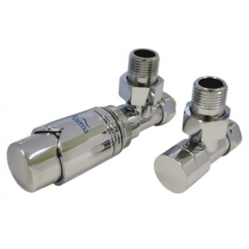 Alterna IRIS Zestaw dekoracyjny grzejnikowy, kątowy, termostatyczny ze złączką PEX, GW M22x1,5-16x2 kolor chrom Kod ALTN-965024