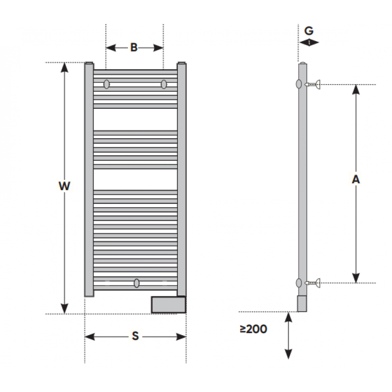 Atlantic 2012 Suszarka łazienkowa elektryczna 300W, 400x800mm, kolor antracyt Kod 002236 
