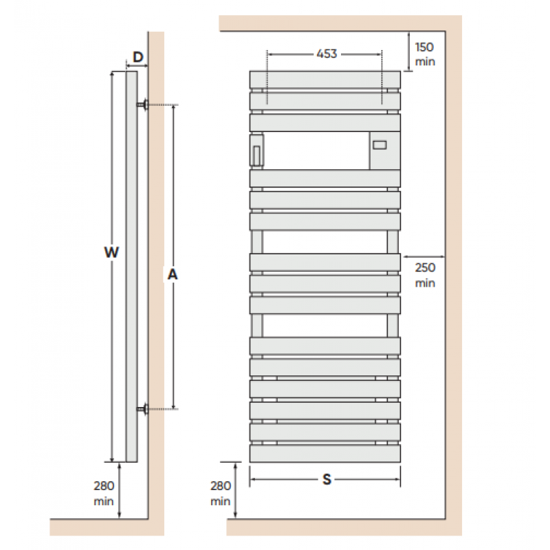 Atlantic ADELIS Suszarka łazienkowa elektryczna 500W, 556x1027mm, kolor czarny Kod 862570 