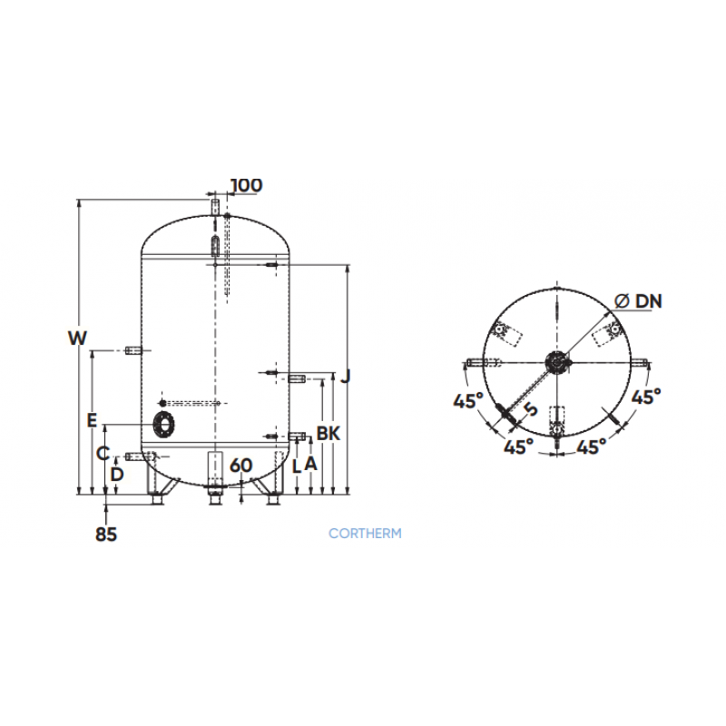 Atlantic CORTHERM 3000L Pojemnościowy ogrzewacz wody, 4 grzałki ceramiczne, pojemność 3000 litrów, wersja stojąca Kod 630422 