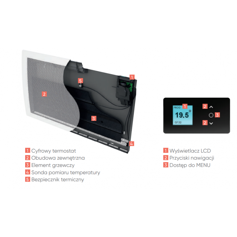 Atlantic SOLIUS Wi-Fi 2000W Grzejnik elektryczny promiennikowy Kod 002094 