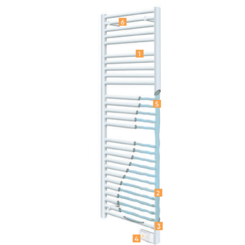 Atlantic THEOLA CLASSIC Suszarka łazienkowa elektryczna 750W, 480x1470mm, kolor biały Kod 002392 