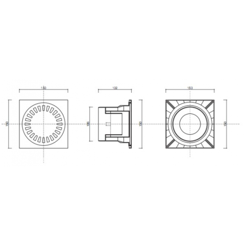 Altech Wpust podłogowy ABS, pionowy, kratka stal nierdzewna 122x122mm, z kołnierzem, regulowana wysokość, DN110 Kod ALTH-970738 