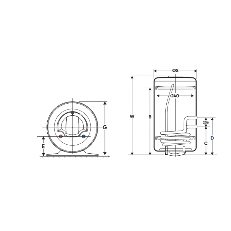 Atlantic INDIRECT 100L Wymiennik c.w.u z podwójną wężownicą, 100 litrów, pionowy, naścienny, moc 2kW Kod 864026 