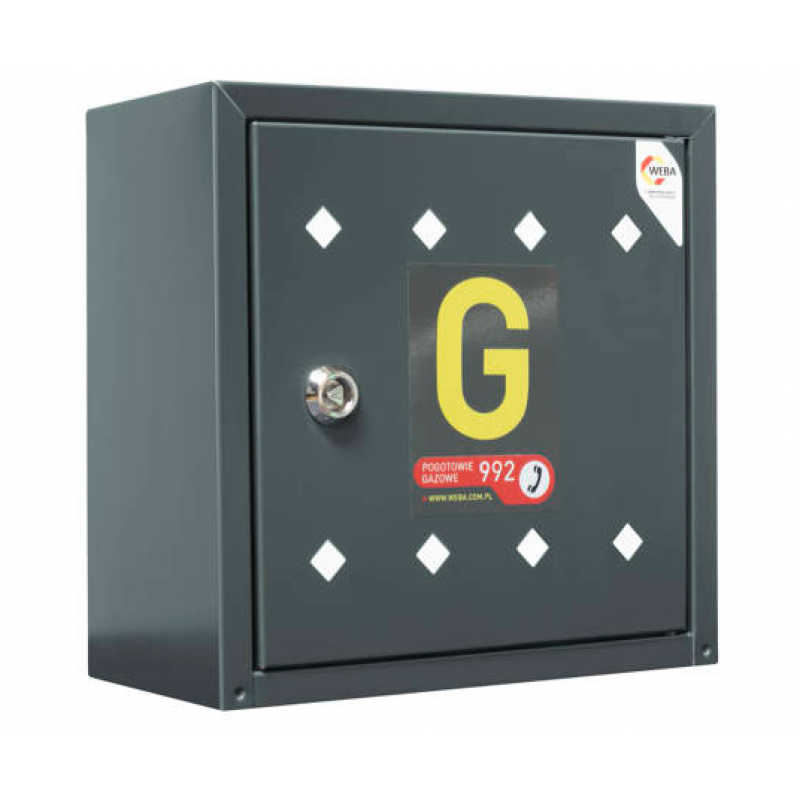 WEBA Naścienna skrzynka gazowa na zawór metalowa, antracyt 300x300x150 Kod 06-25-0300-44