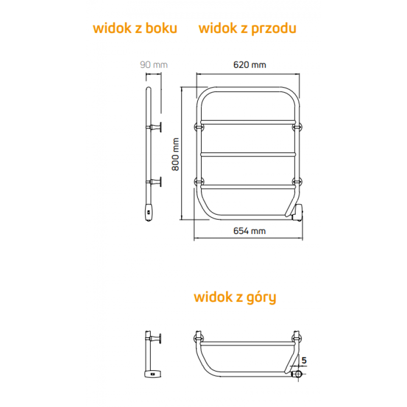 Purmo ATHENA NILA Suszarka elektryczna o mocy 100W, 800x620mm, kolor biały Kod FALMA0800620A0A0 