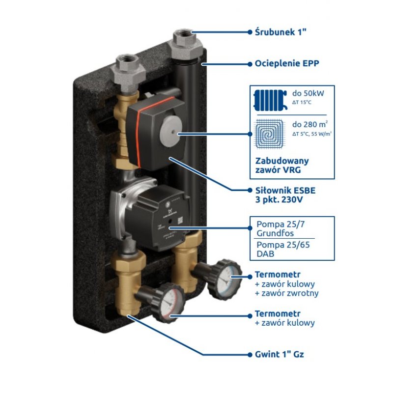 Elterm Grupa pompowa PRO VRG 432 progresywny + siłownik ARA + pompa DN25 DAB/LFP Kod 629460 
