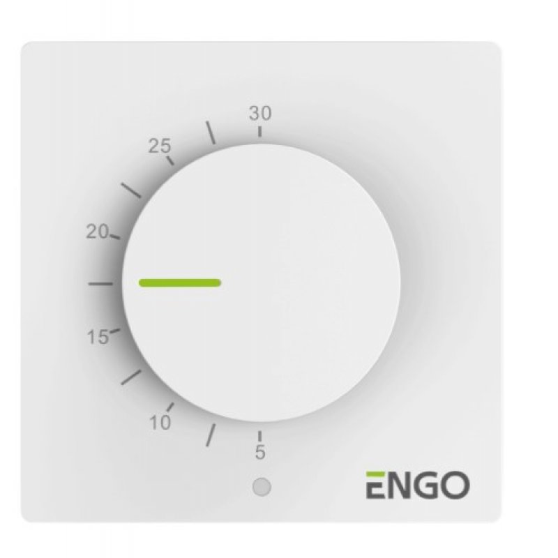 Engo Controls ESIMPLE-230W Regulator temperatury z pokrętłem, przewodowy, natynkowy, 230V, kolor biały Kod 932332985