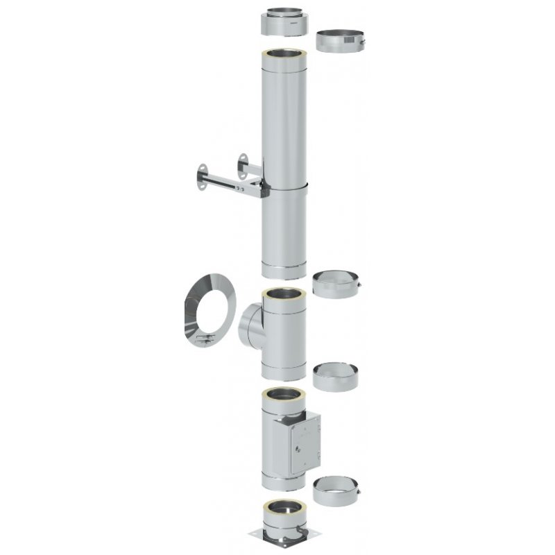 Tecnovis DW BASIC Trójnik stalowy izolowany dwuścienny fi 130mm, 90stopni Kod DWB11130 