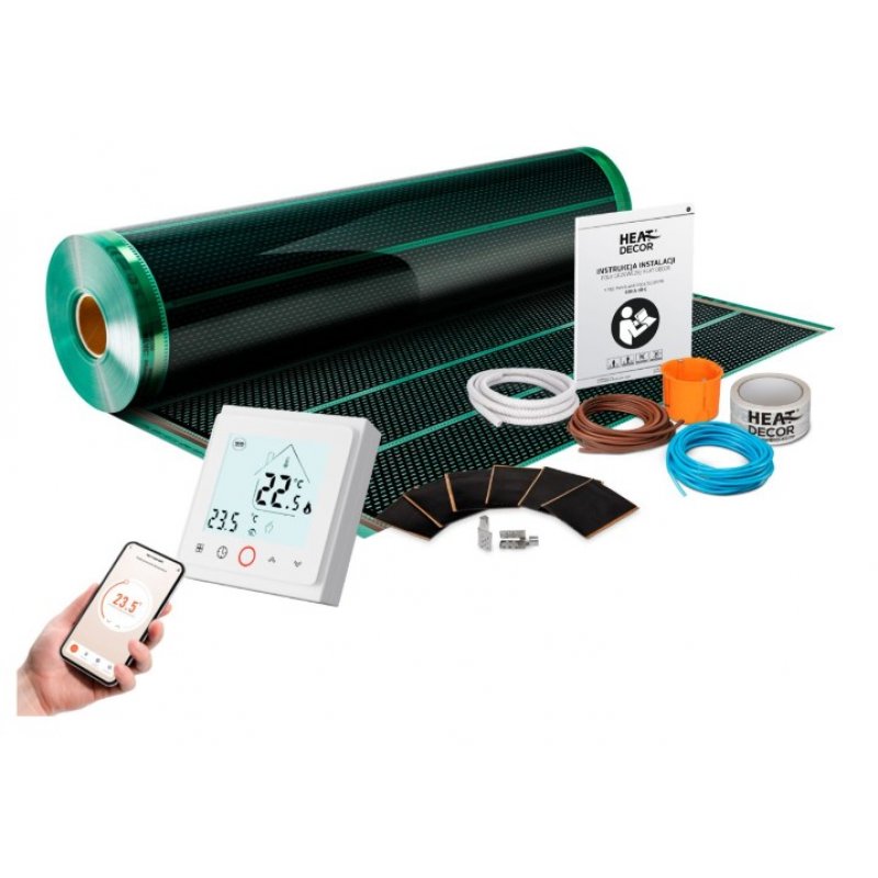 Heat Decor Zestaw Wi-Fi Folia grzewcza HD310G - szerokość 100cm, moc 140W/9m2 z termostatem bezprzewodowym HD-T500/W Wi-Fi Kod HD310G.140.9 