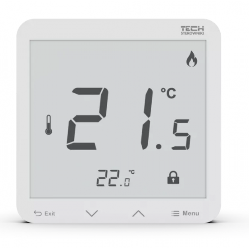 Tech R-8pb PLUS Regulator bezprzewodowy, pokojowy, podtynkowy, kolor biały Kod WG.11.0621