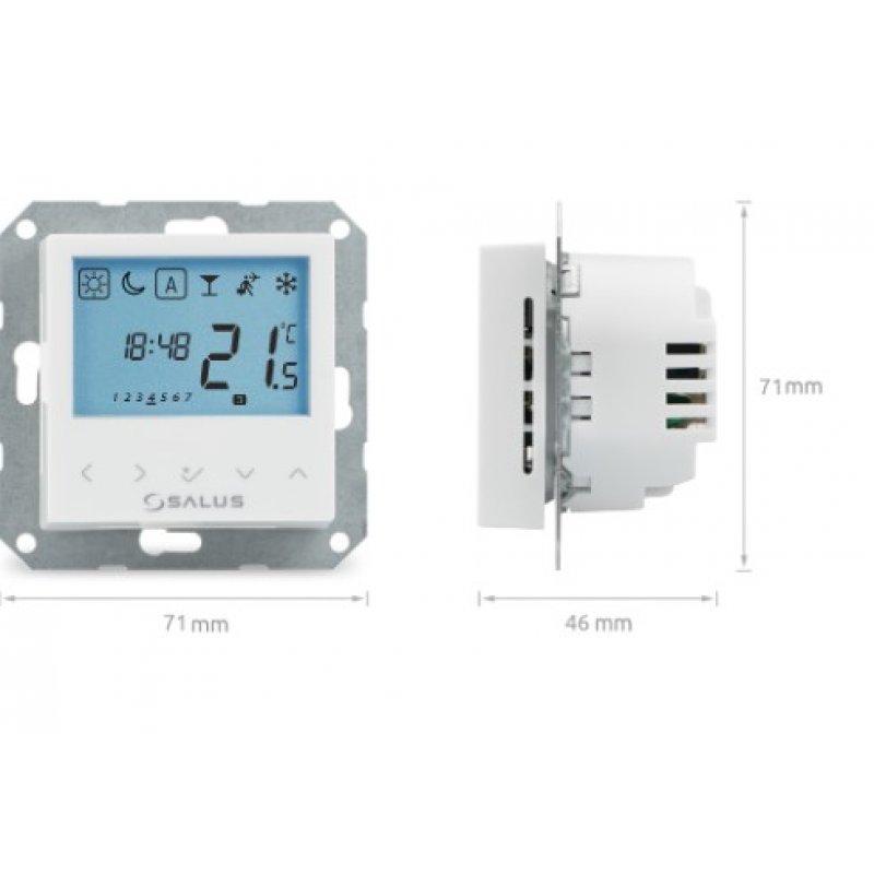 Salus Controls BTR230(20) Regulator temperatury elektroniczny, przewodowy, podtynkowy, dobowy, zasilanie 230V, kolor biały. Montaż doramkowy Kod 615122910 