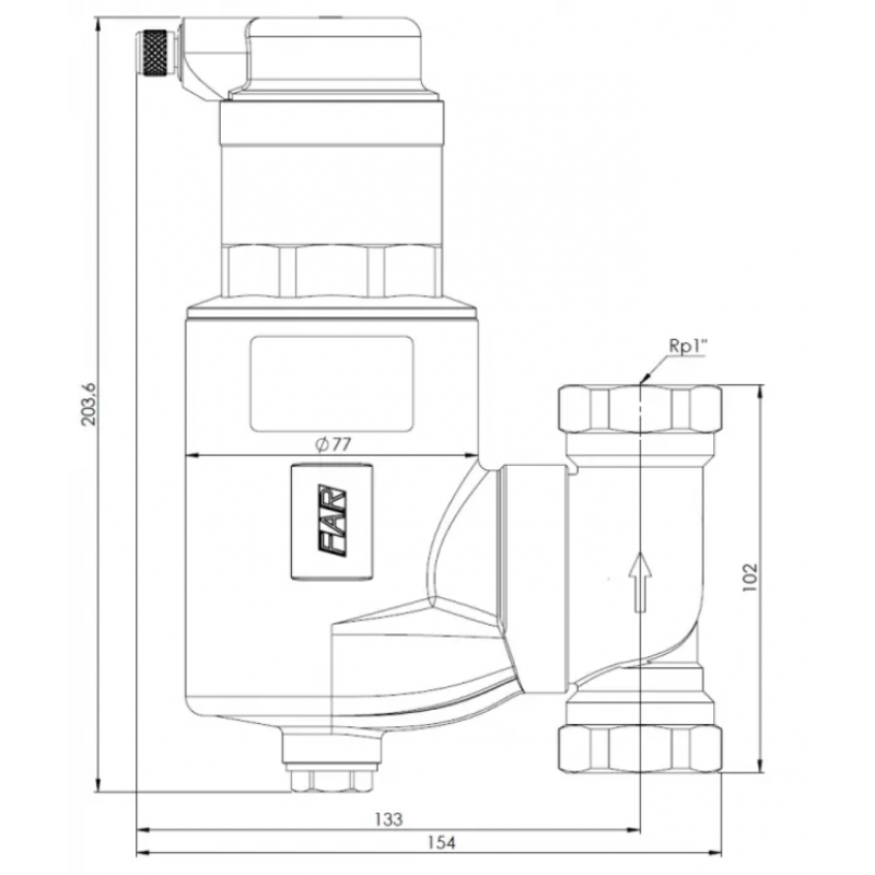 Afriso Separator powietrza FAR 302, mosiądz, ruchome przyłącza 2 x GW 1 cal, 10 bar kod: 7773020 