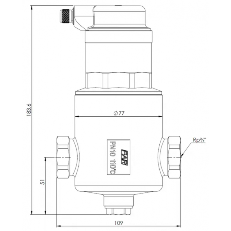 Afriso Separator powietrza FAR 311, mosiądz, przyłącza 2 x GW 3/4 cala, 10 bar kod: 7773110 