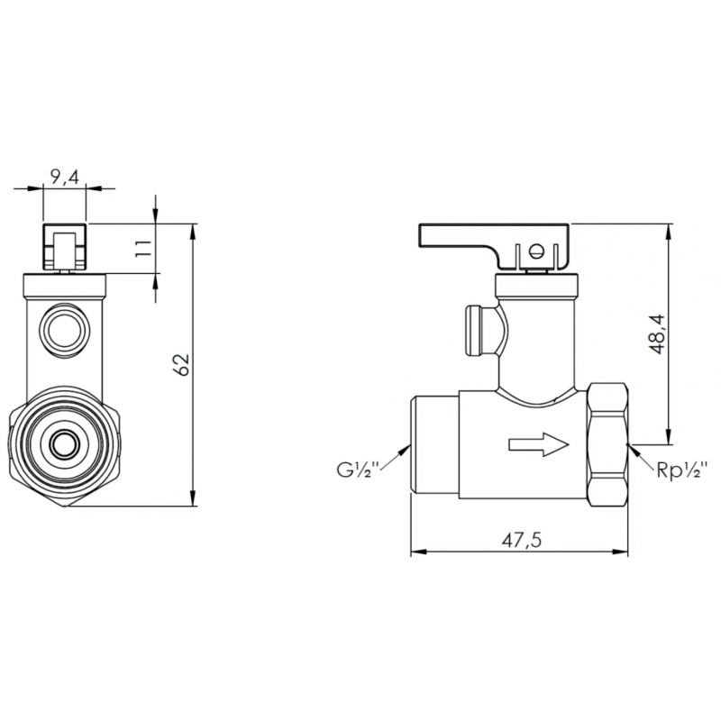 Afriso Zawór bezpieczeństwa zasobnika AF-4 do elektrycznych podgrzewaczy wody, zawór zwrotny, GZ 1/2 cala x GW 1/2 cala, 6,7 bar kod 4221210 