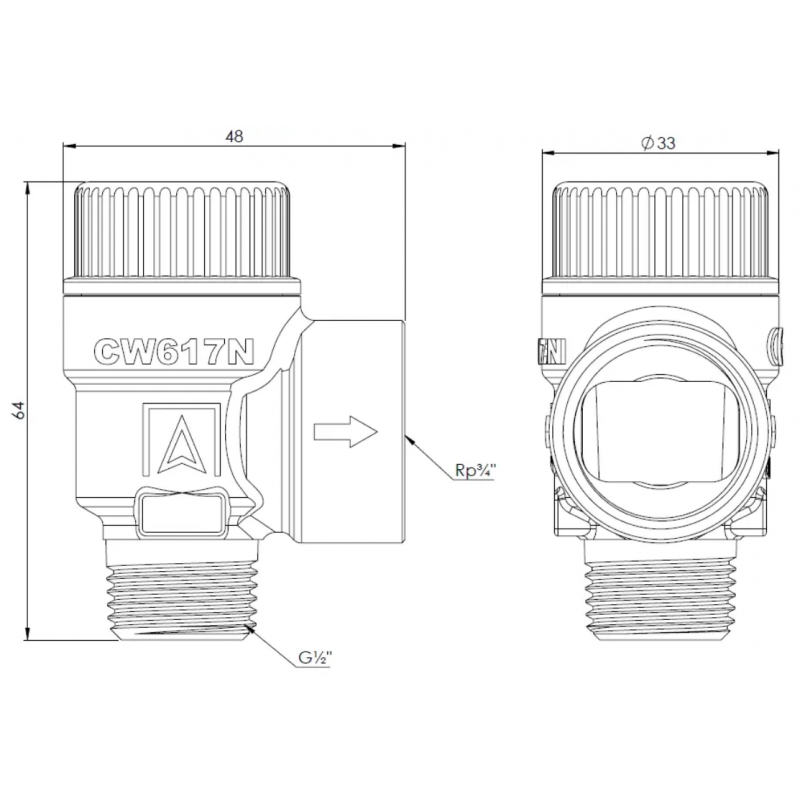 Afriso Zawór bezpieczeństwa do c.o. MS, przyłącza G1/2cala x Rp3/4cala, 2 bar kod: 42521 