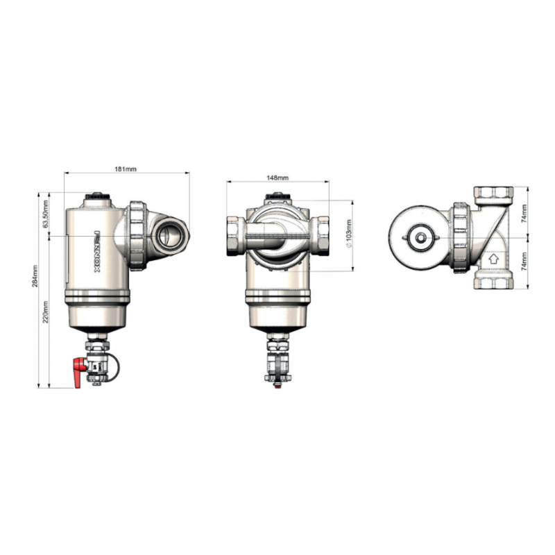 Fernox TF1 Omega+ Filter 1 1/4cala z mosiądzu Kod 62375 