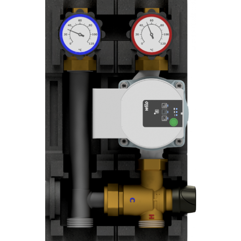 Womix, Grupa mieszająco - pompowa SMTC 90 - DN 20 (3/4cala), z izolacją, z pompą Wilo Yonos Para 15/6, pojedyncza grupa pompowa kod 605076
