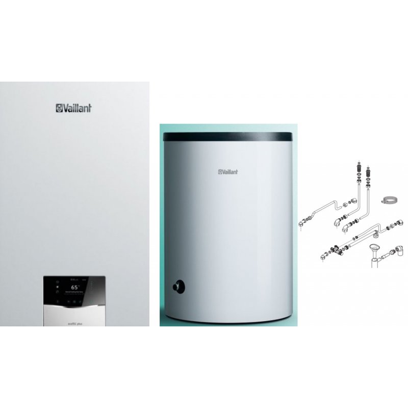 Vaillant VC 15CS/1-5 ecoTEC plus +VIH R 150/6B wymiennik + zestaw podłączeniowy z czujnikiem temperatury c.w.u. Kod 8000012026