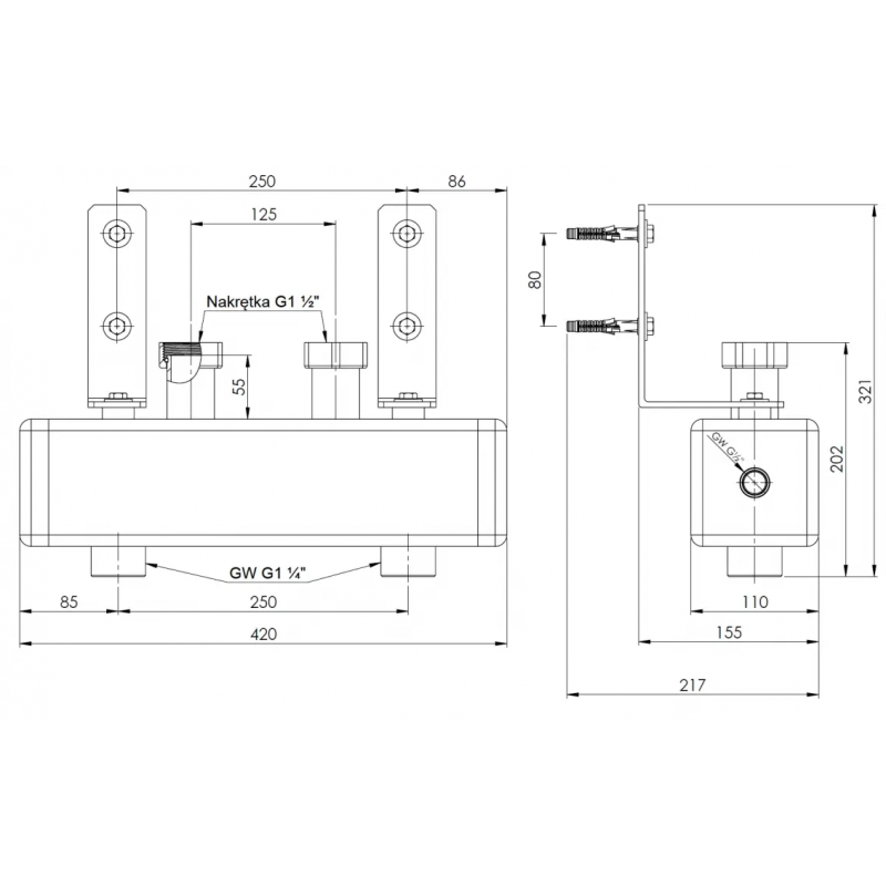 Afriso sprzęgło hydrauliczne HW, do rozdzielaczy KSV 125 do 70 kW kod 77317 