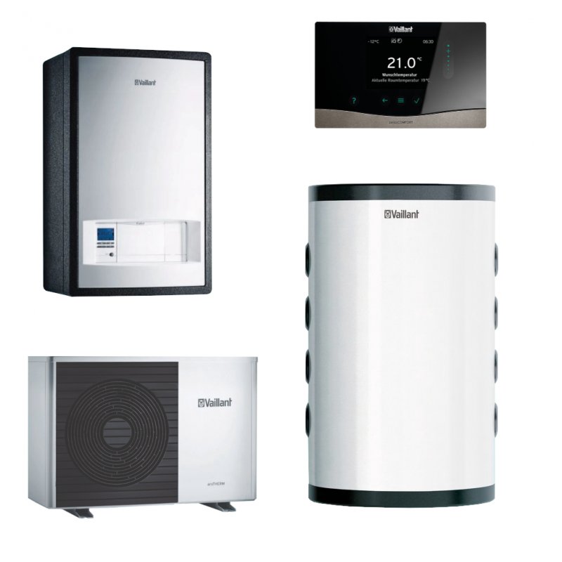 Vaillant Zestaw aroTHERM Split VWL 125/5 AS + VWL 128/5 IS + VPS R 100 + VRC 720 Kod 0010044175