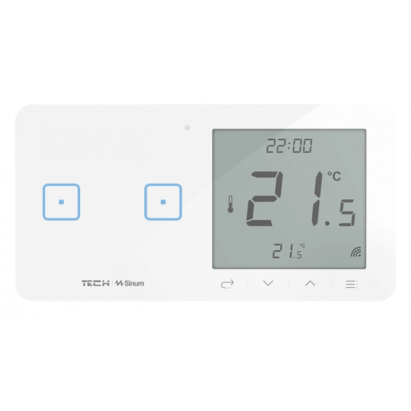 Tech Sinum WSR-02L dwupolowy bezprzewodowy dotykowy szklany włącznik z regulatorem temperatury biały kod WG.23.0091