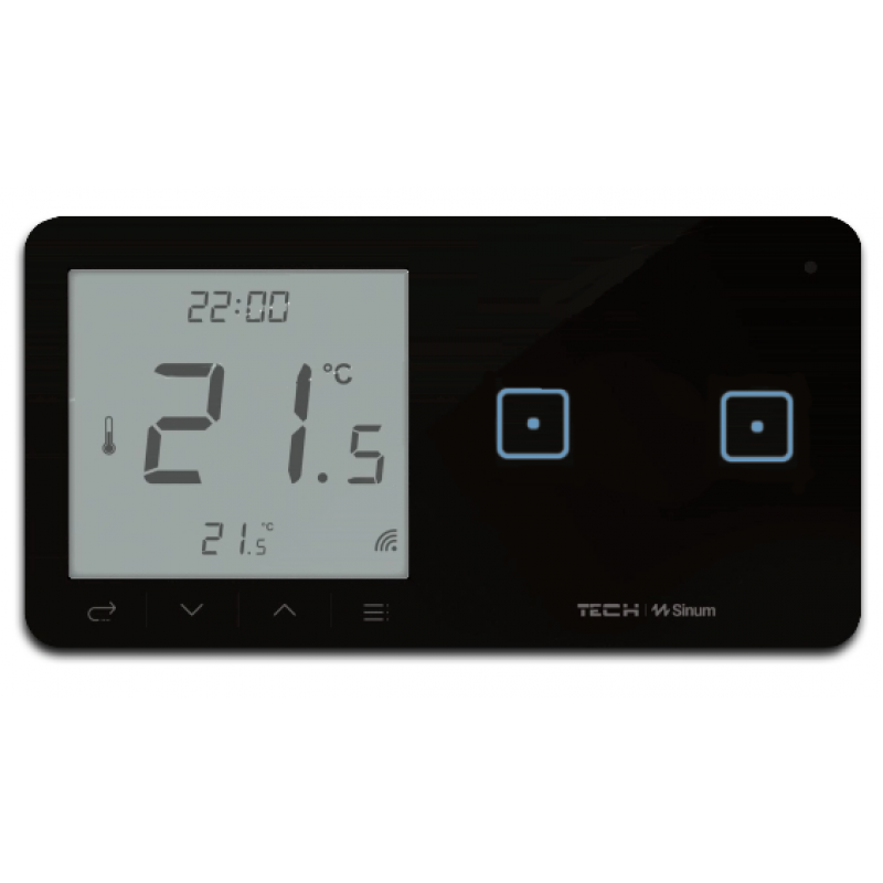 Tech Sinum WSR-02mP dwupolowy przewodowy dotykowy szklany włącznik z regulatorem temperatury czarny kod WG.23.0124